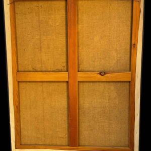 Mireille BASTIN « le buveur de bière et son chat » peinture huile sur toile