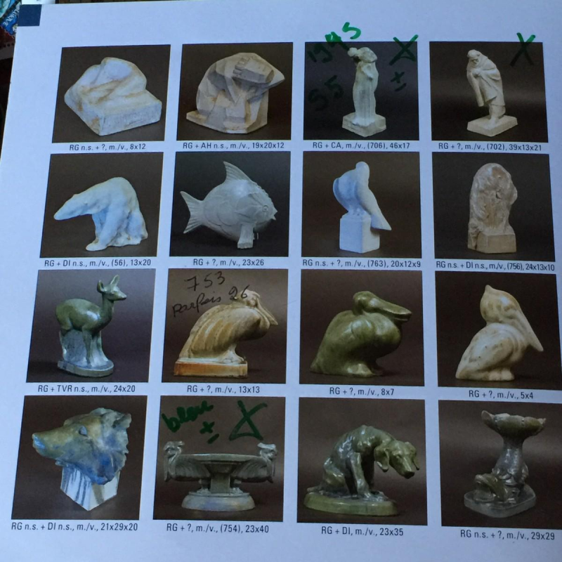 Roger Guerin - Gestileerde pelikaan - Art Deco sculptuur van steengoed (uit Bouffioulx), ca. 1925