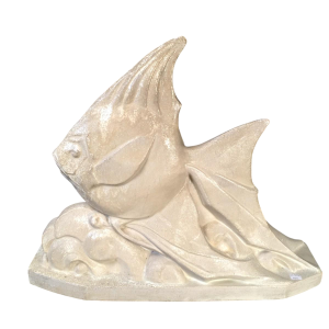 Roger Guérin, gestileerde Art Deco-vis, sculptuur van geglazuurd steengoed, Bouffioulx ca. 1925