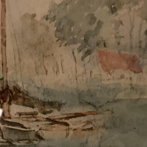 STACQUET HENRI " Paysage Hollandais " Aquarelle / Gouache sur papier, circa 1880