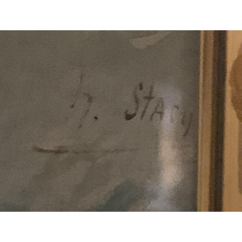 STACQUET HENRI "Nederlands Landschap" Aquarel/gouache op papier, circa 1880