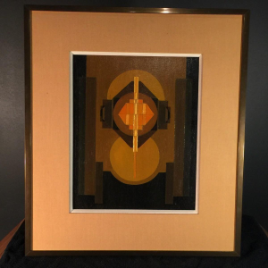 Jean Boquet "Geometrische abstractie", olieverfschilderij op paneel, ca. 1945/50