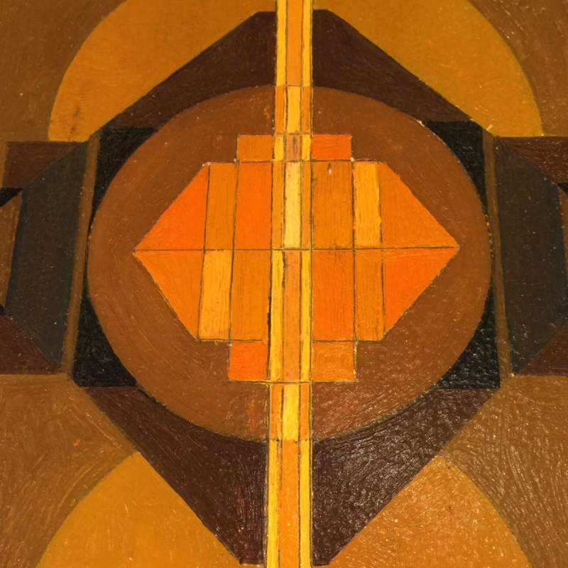 Jean Boquet "Abstraction géométrique", tableau huile sur panneau, ca 1945/50