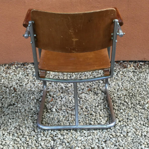 Modernist armchair in plywood, screwed steel tubes, in the style of Marcel Breuer, ca 1930