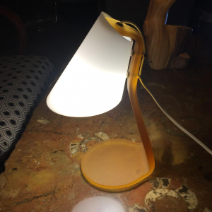 Table/desk lamp, frosted opaline glass and brass, circa 1970