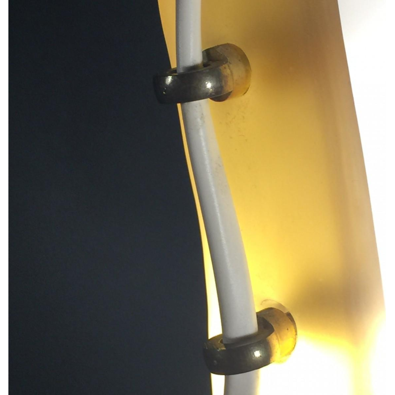 Lampe à poser / de bureau, verre opalin dépoli et laiton, circa 1970