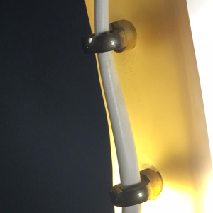 Tafel-/bureaulamp, mat opaalglas en messing, circa 1970