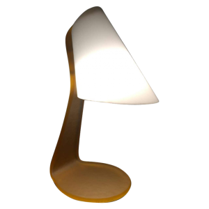 Tafel-/bureaulamp, mat opaalglas en messing, circa 1970