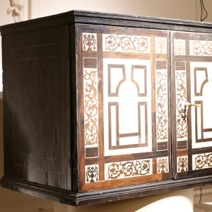 Milanese cabinet in blackened pearwood, ebony and engraved bone, Italy, 17th century
