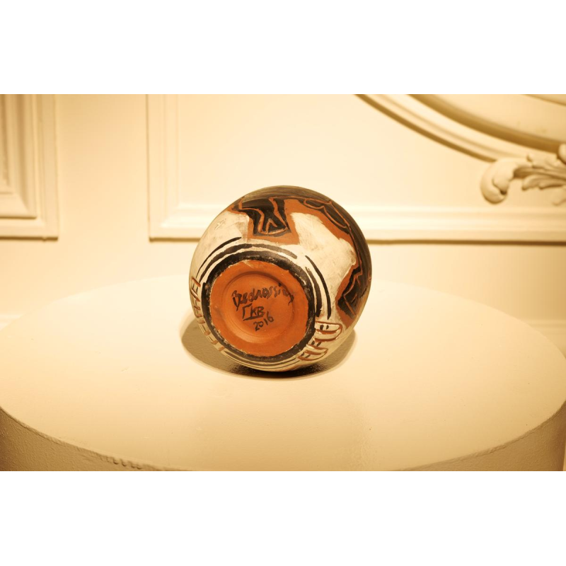 Kelli Bedrossian, ceramic vase, animal decoration with a bull, unique piece 2016