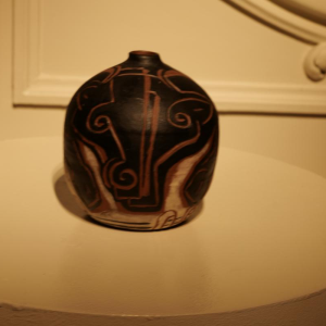 Kelli Bedrossian, ceramic vase, animal decoration with a bull, unique piece 2016