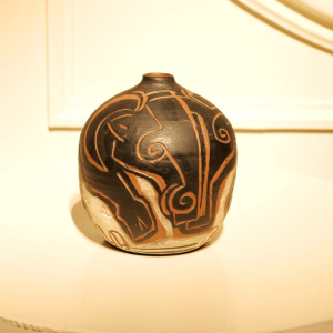 Kelli Bedrossian, ceramic vase, animal decoration with a bull, unique piece 2016