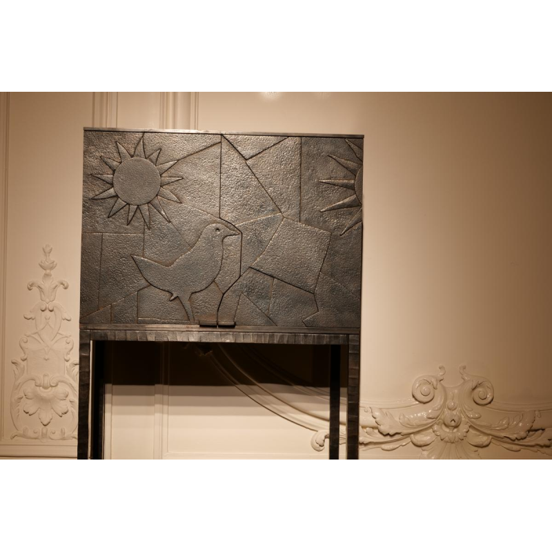 Germaine, 'High Perched' cabinet in hot-hammered and patinated wrought iron, 21st century