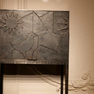 Germaine, 'High Perched' cabinet in hot-hammered and patinated wrought iron, 21st century