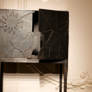 Germaine, 'High Perched' cabinet in hot-hammered and patinated wrought iron, 21st century