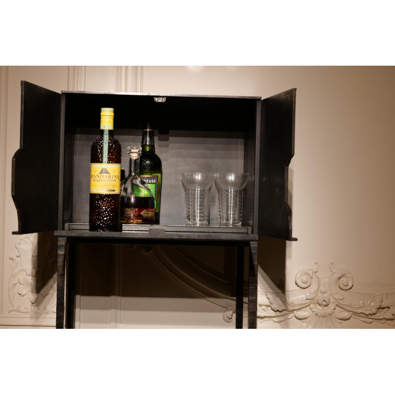 Germaine, 'High Perched' cabinet in hot-hammered and patinated wrought iron, 21st century