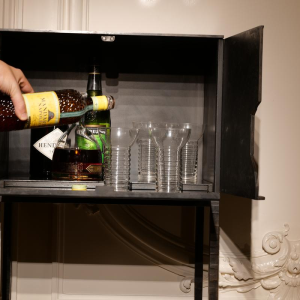 Germaine, 'High Perched' cabinet in hot-hammered and patinated wrought iron, 21st century