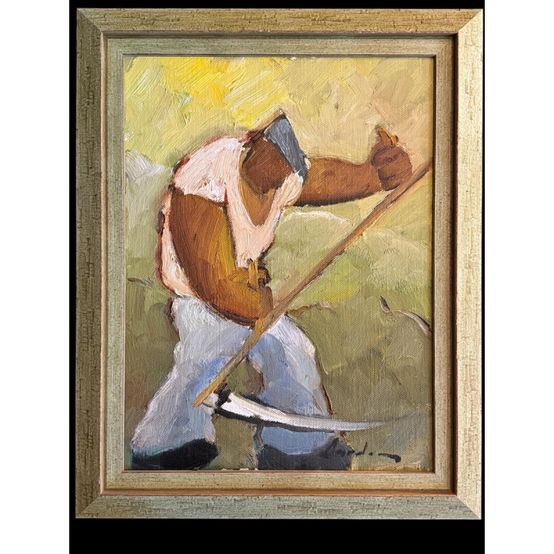 Milo DARDENNE «Le faucheur» peinture huile sur toile