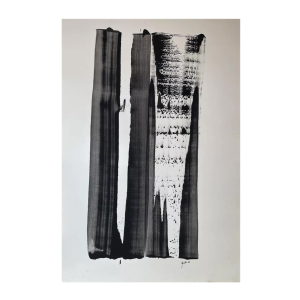 André Engels, tableau abstrait, technique mixte sur papier, 1964