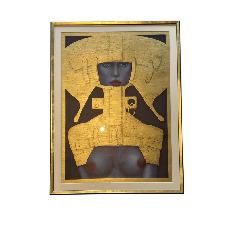 Jef Van Tuerenhout "De Kosmische Vrouw", lithografie op karton.