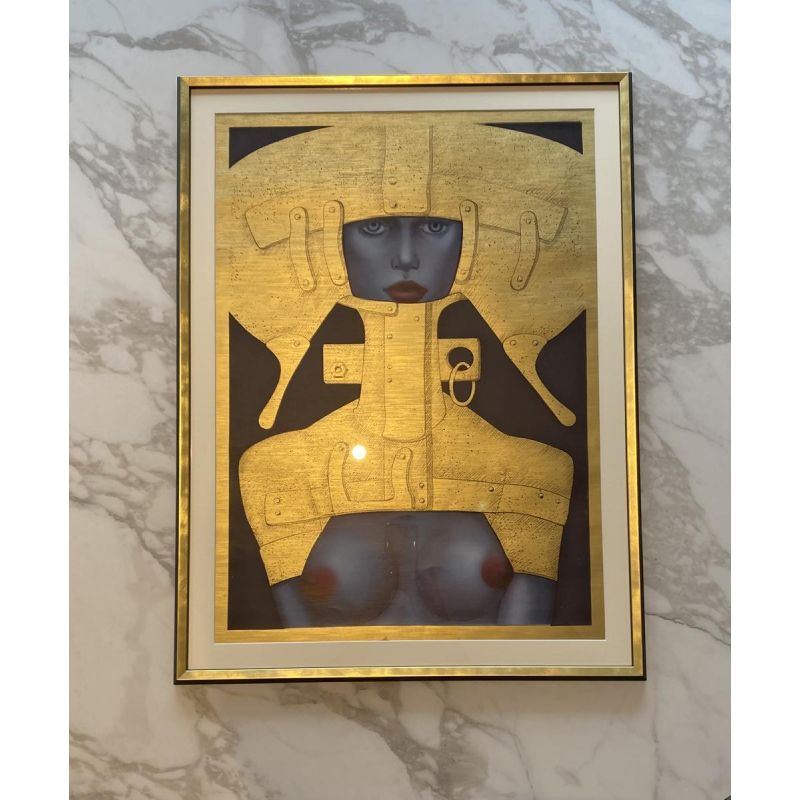 Jef Van Tuerenhout "De Kosmische Vrouw", lithografie op karton.