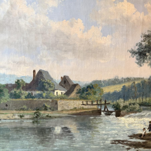 Auguste DANDOY “Young Anglers on the Banks of the Lesse?” 1892, oil on canvas, 60 x 80 cm