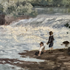 Auguste DANDOY “Young Anglers on the Banks of the Lesse?” 1892, oil on canvas, 60 x 80 cm