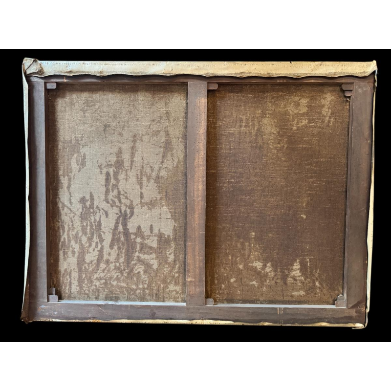 Auguste DANDOY «Jeunes pêcheurs à la ligne en bord de Lesse ?» 1892 peinture huile sur toile 60x80 cm