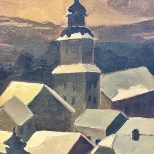 Milo DARDENNE “Ardennes Village - Gaumais under the Snow” oil painting on canvas