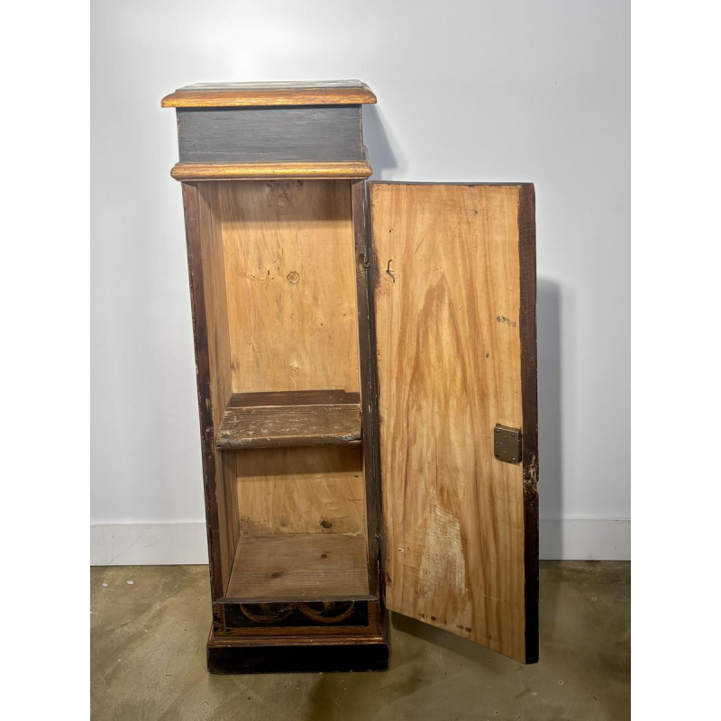 Column or small cabinet in black and gold painted wood, Italy, 19th century
