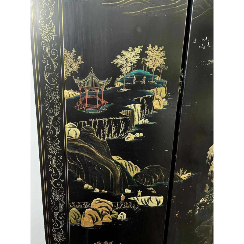 Zesbladige kamerscherm in Coromandel-lak, China 20e eeuw