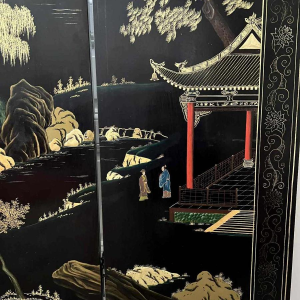 Zesbladige kamerscherm in Coromandel-lak, China 20e eeuw