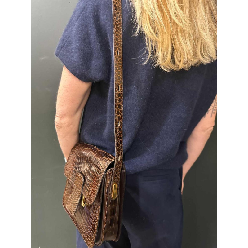 Delvaux, vintage satchel in brown crocodile leather