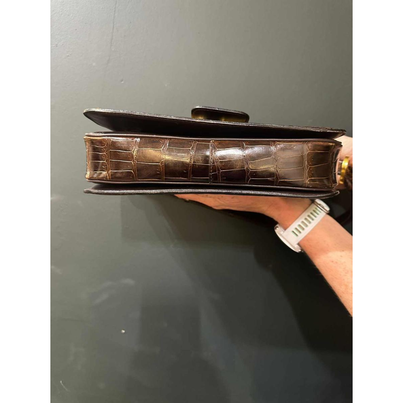 Delvaux, vintage satchel in brown crocodile leather