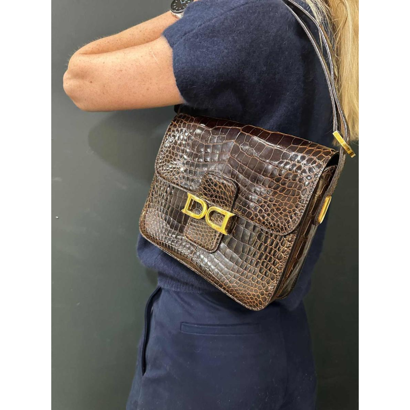 Delvaux, vintage tas van bruin krokodillenleer