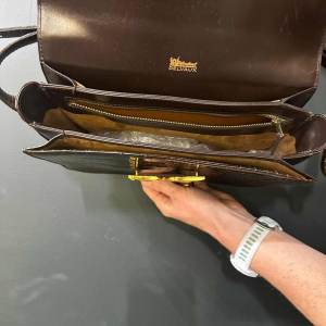 Delvaux, sacoche vintage en croco brun