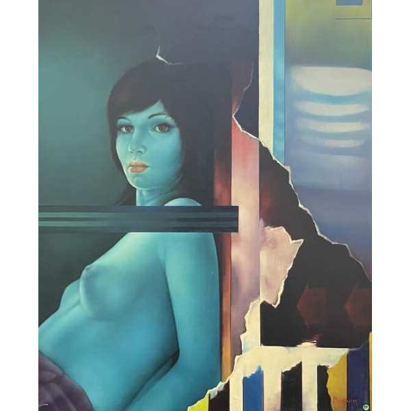 ERWIN MACKOWIAK "Deborah 75" hyperrealist Pop Art painting, oil on canvas, 1975