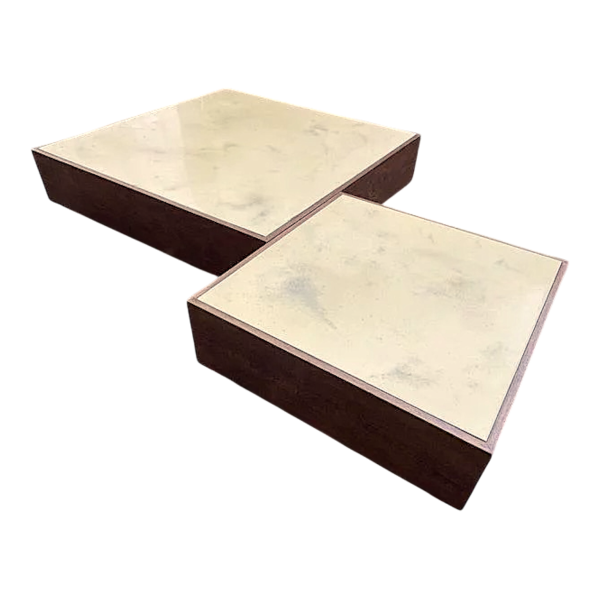 JEF VERBRAK, set of 2 coffee tables (paintings) in Wenge wood, modernist design, ca 1970