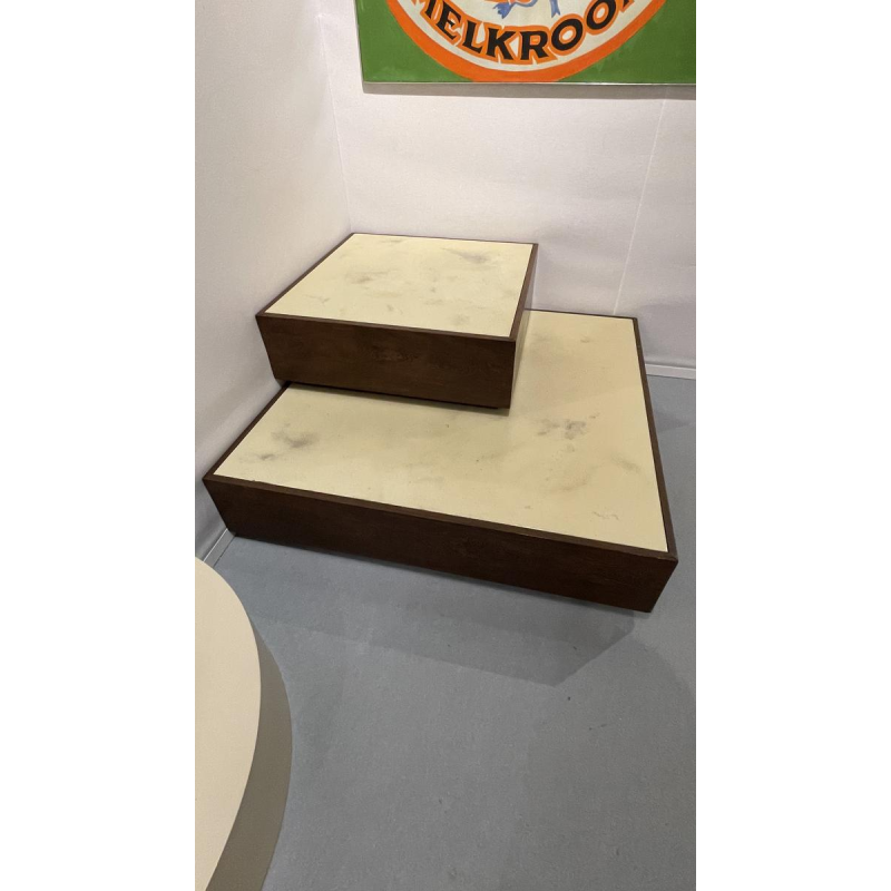 JEF VERBRAK, set de 2 tables basses (tableaux) en bois de Wengé, design moderniste, ca 1970