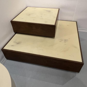 JEF VERBRAK, set van 2 salontafels (schilderijen) van wengéhout, modernistisch ontwerp, ca. 1970