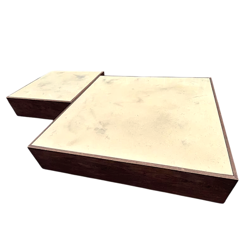 JEF VERBRAK, set of 2 coffee tables (paintings) in Wenge wood, modernist design, ca 1970