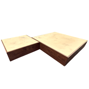 JEF VERBRAK, set de 2 tables basses (tableaux) en bois de Wengé, design moderniste, ca 1970