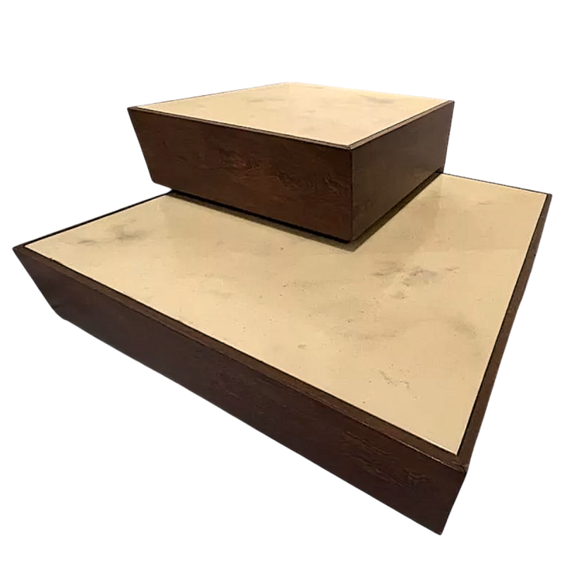 JEF VERBRAK, set of 2 coffee tables (paintings) in Wenge wood, modernist design, ca 1970