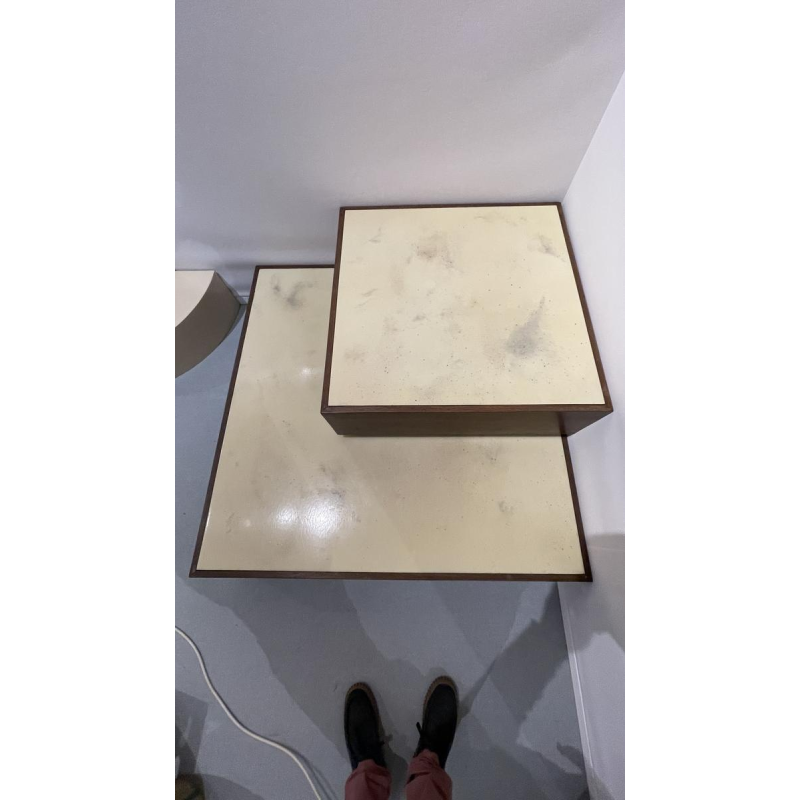 JEF VERBRAK, set de 2 tables basses (tableaux) en bois de Wengé, design moderniste, ca 1970