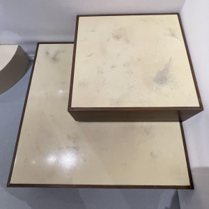 JEF VERBRAK, set de 2 tables basses (tableaux) en bois de Wengé, design moderniste, ca 1970