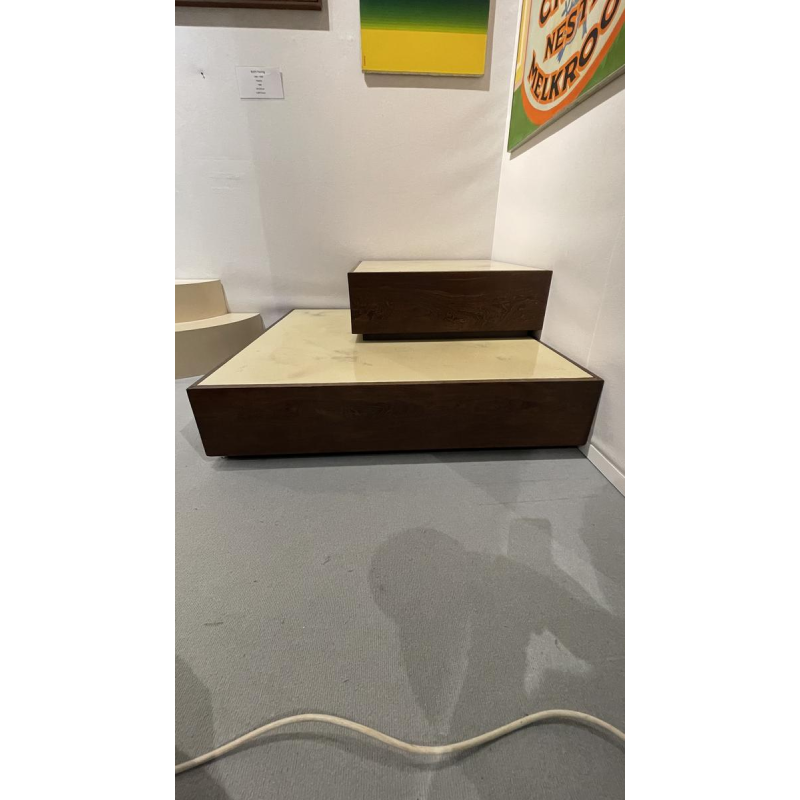 JEF VERBRAK, set van 2 salontafels (schilderijen) van wengéhout, modernistisch ontwerp, ca. 1970