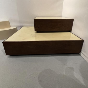 JEF VERBRAK, set van 2 salontafels (schilderijen) van wengéhout, modernistisch ontwerp, ca. 1970