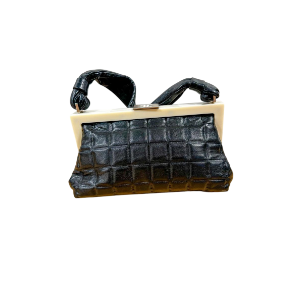 Chanel, black leather bag with bakelite clasp, circa 1920