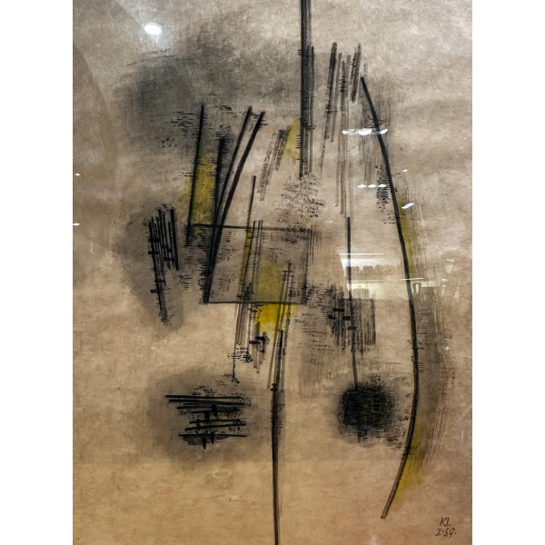 Kurt Lewy, encre sur papier, abstraction géométrique, 1959