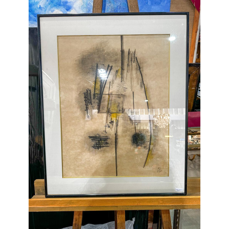 Kurt Lewy, inkt op papier, geometrische abstractie, 1959